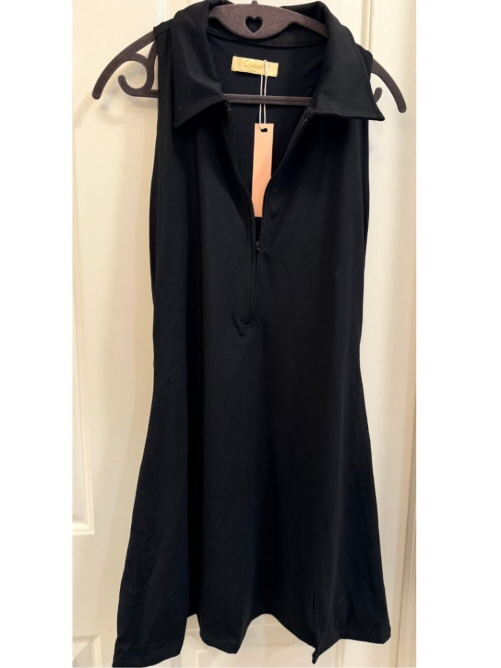 NWT QINSEN Black Zip Front Tennis Dress XL - Picture 3 of 11